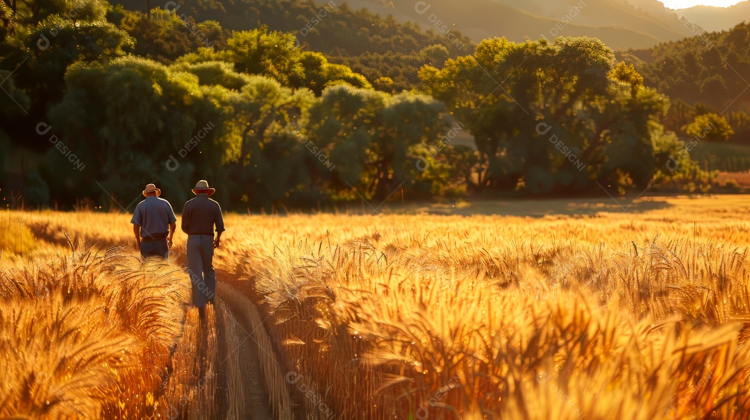 Plantação sobre céu azul e dia ensolarado..