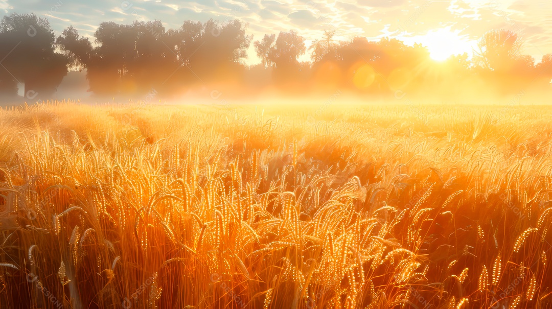 Plantação sobre céu azul e dia ensolarado..