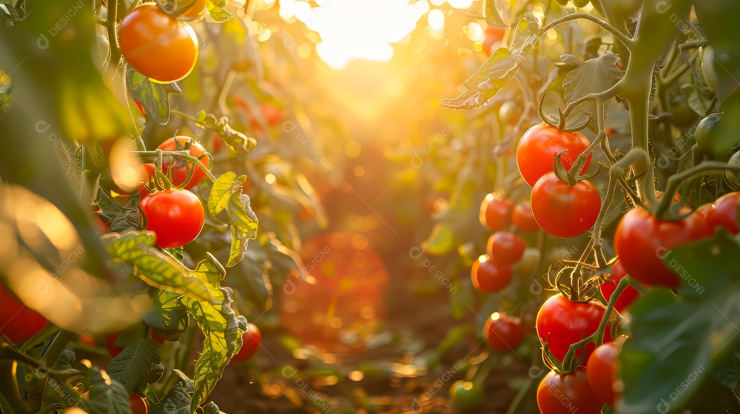 Plantação sobre céu azul e dia ensolarado..