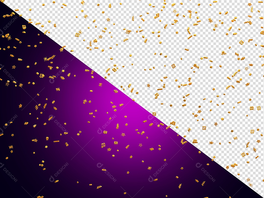 Confete Dourado para Decorar Elemento 3D para Composição PSD