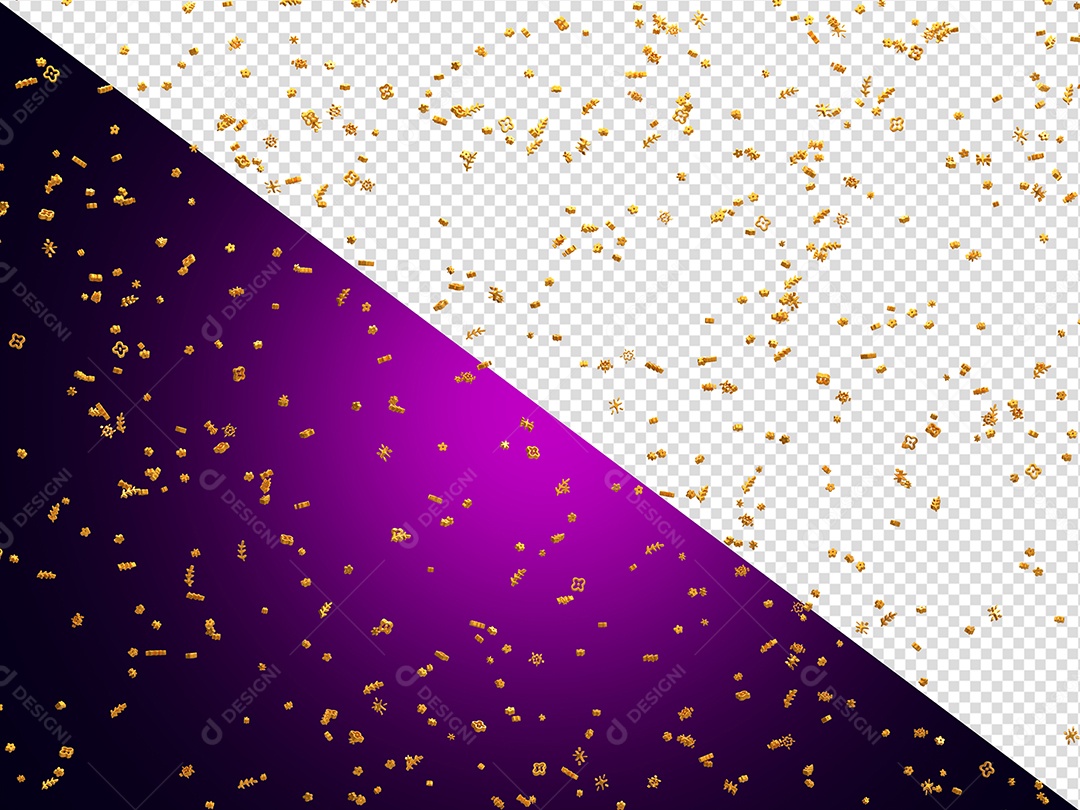 Confete Festa Dourado Elemento 3D para Composição PSD
