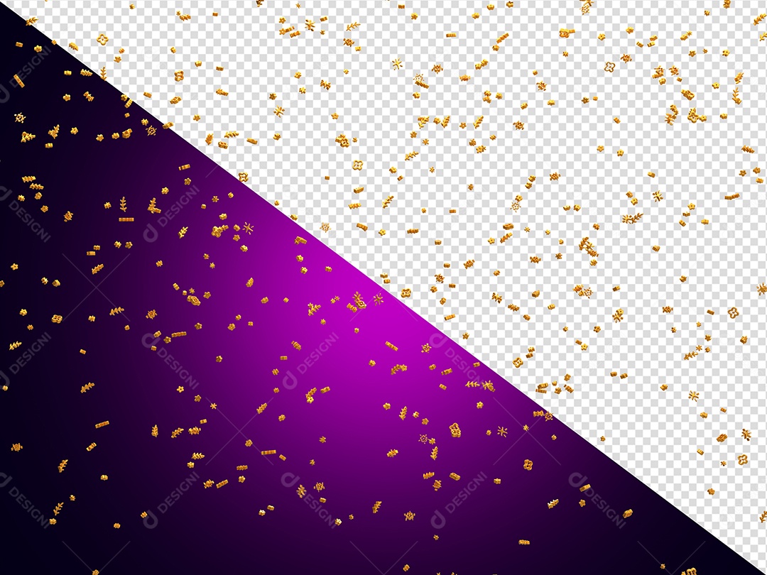 Confete Festa Elemento 3D Dourado para Composição PSD