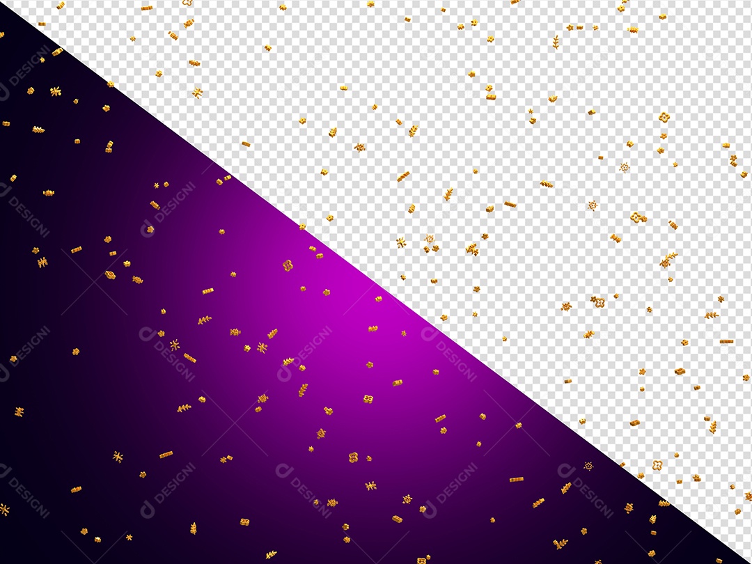 Confete Decoração Elemento 3D Dourado para Composição PSD