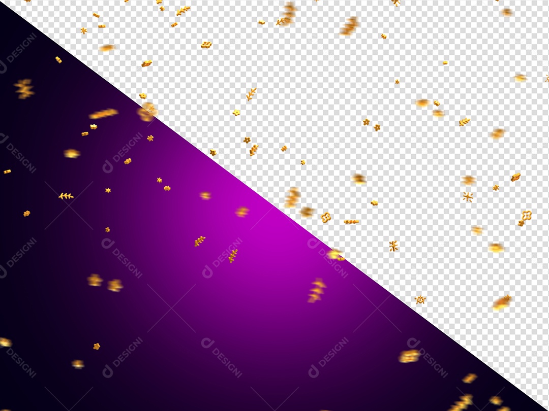 Confete Dourado Decorativo Festa Elemento 3D para Composição PSD