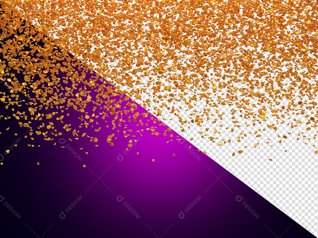 Confete Dourado Enfeite Elemento 3D para Composição PSD