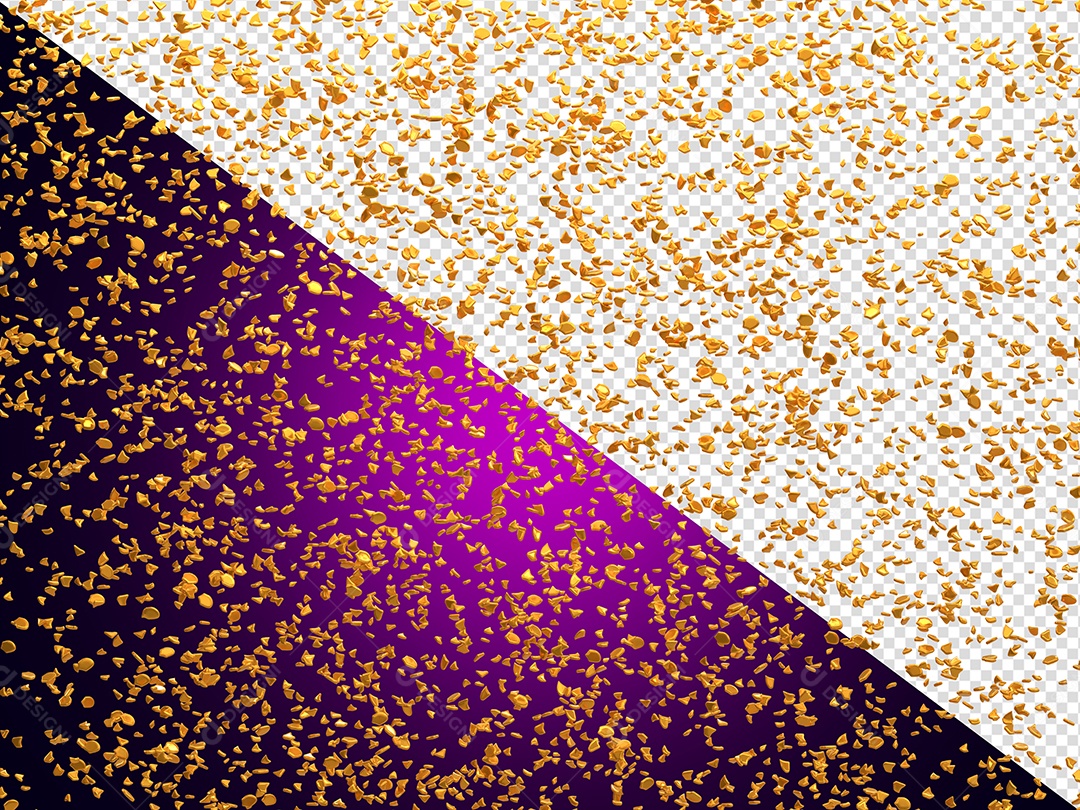 Confete para Decorar Festa Elemento 3D Dourado para Composição PSD