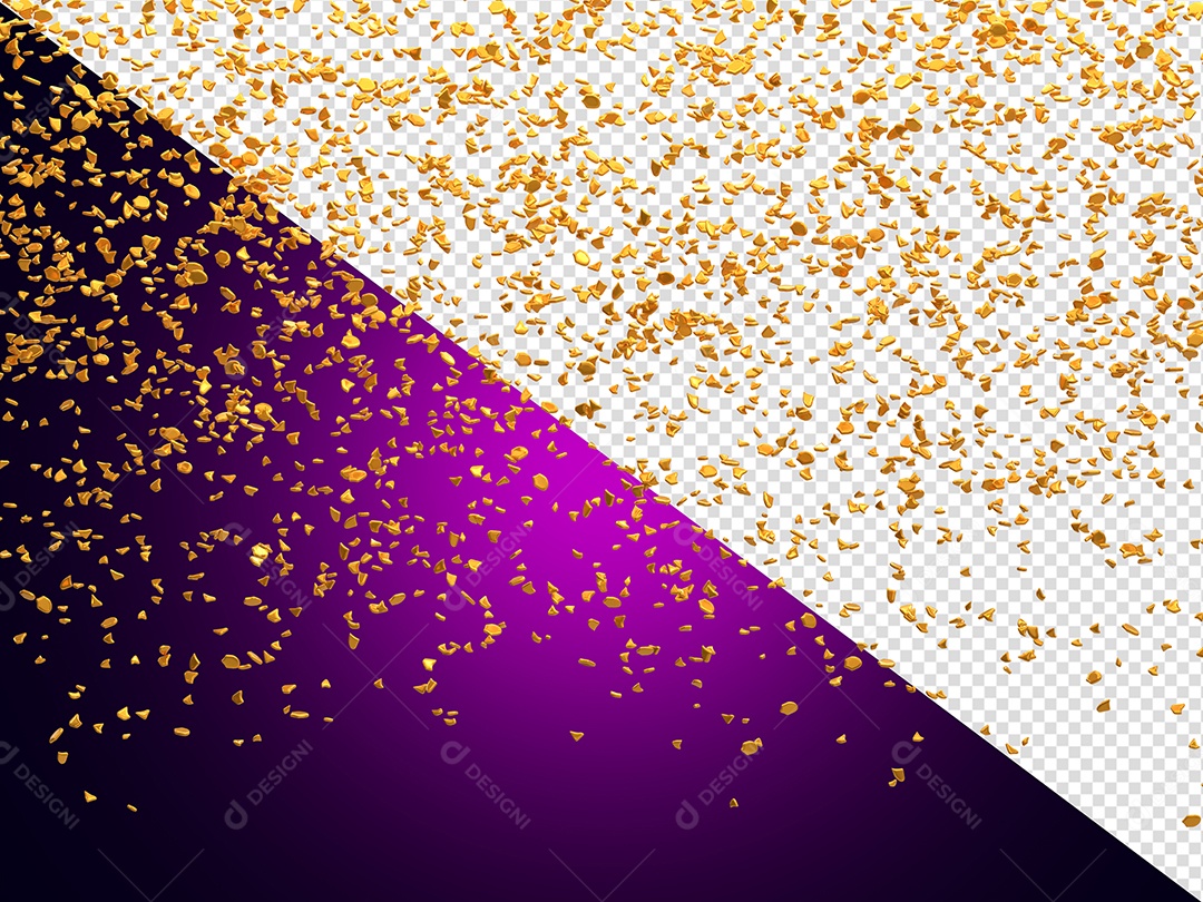 Enfeite Dourado Confete Elemento 3D para Composição PSD