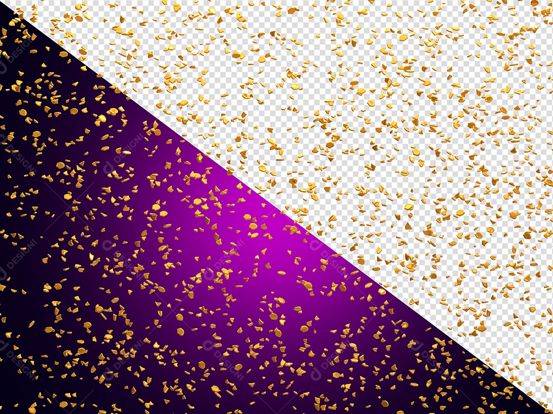 Decoração de Festa Confete Elemento 3D Dourado para Composição PSD