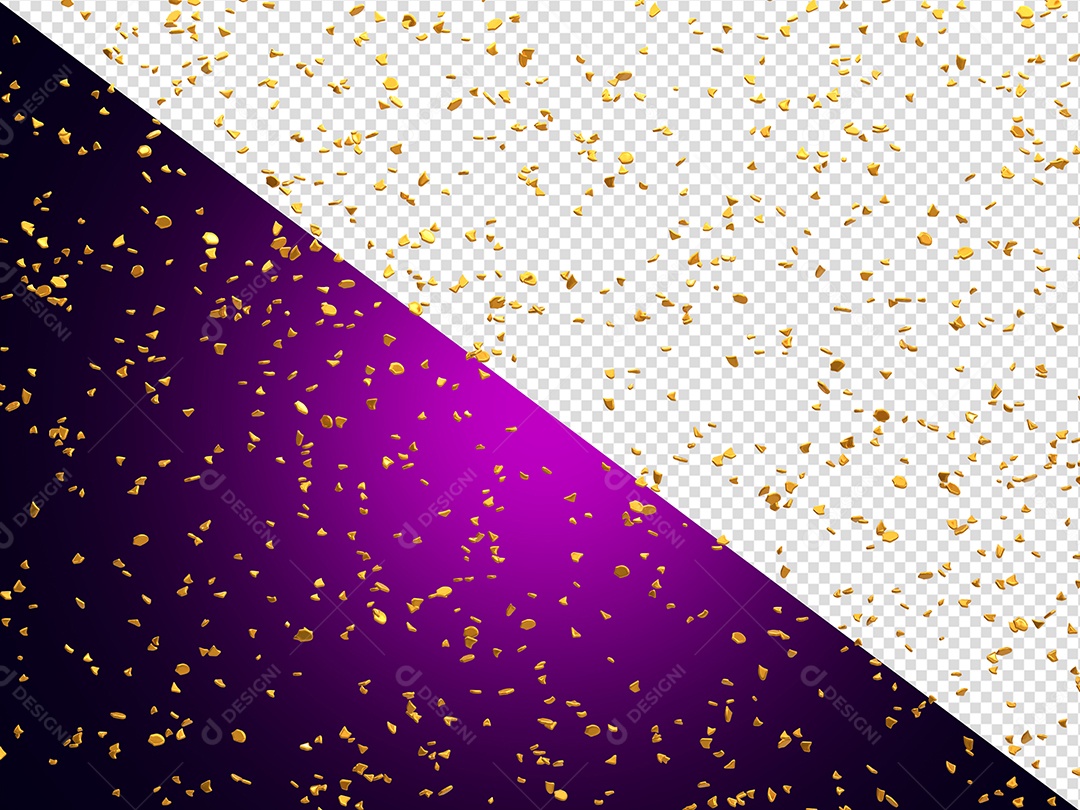 Confete Brilhoso de Festa Elemento 3D Dourado para Composição PSD