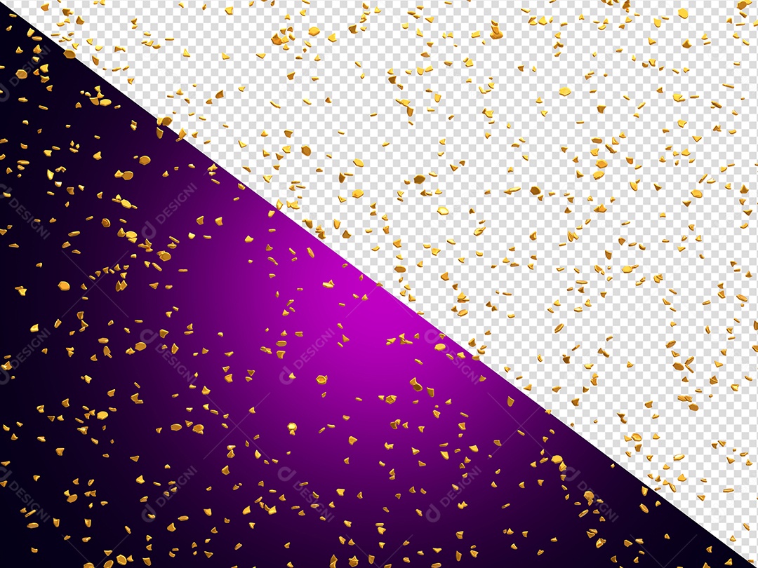 Confete Brilhoso Dourado Elemento 3D para Composição PSD