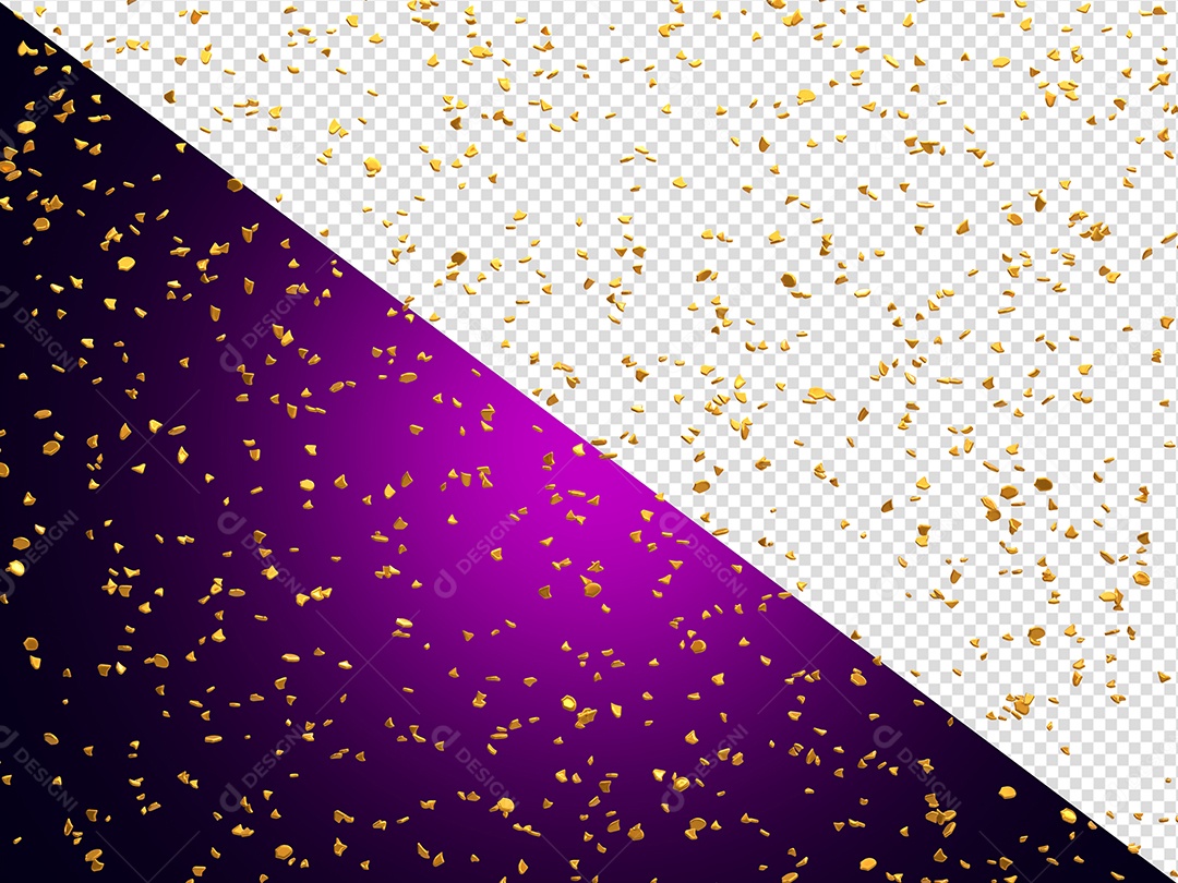Confete Decorativo de Festa Elemento 3D Dourado para Composição PSD