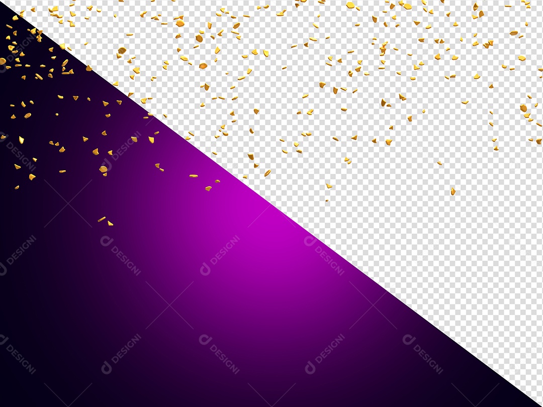 Confete Decoração de Festa Elemento 3D Dourado para Composição PSD