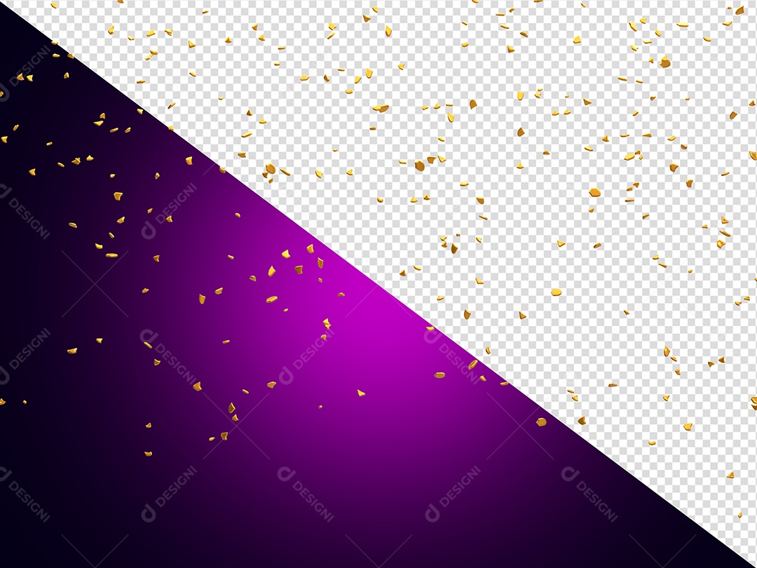Enfeite Dourado Elemento 3D de Confete para Composição PSD