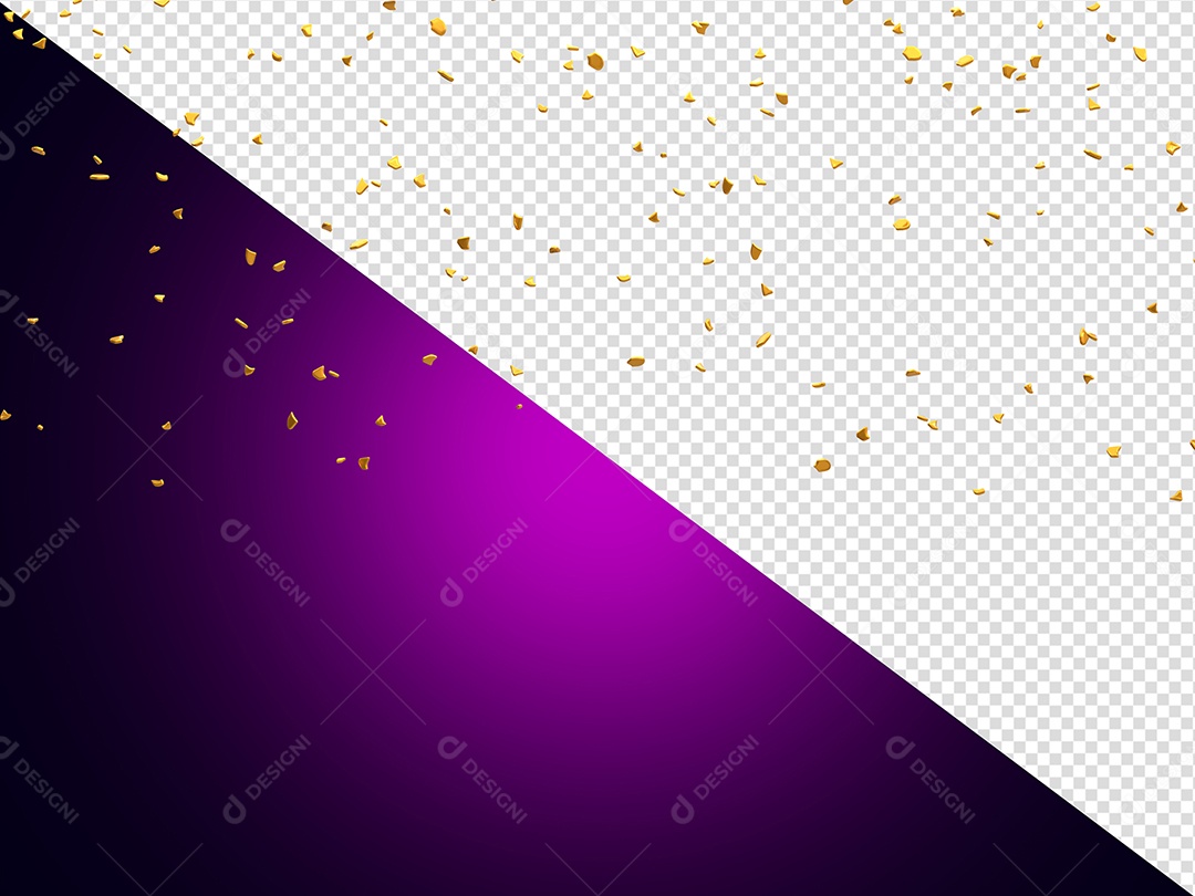 Confete de Decoração Dourado Elemento 3D para Composição PSD