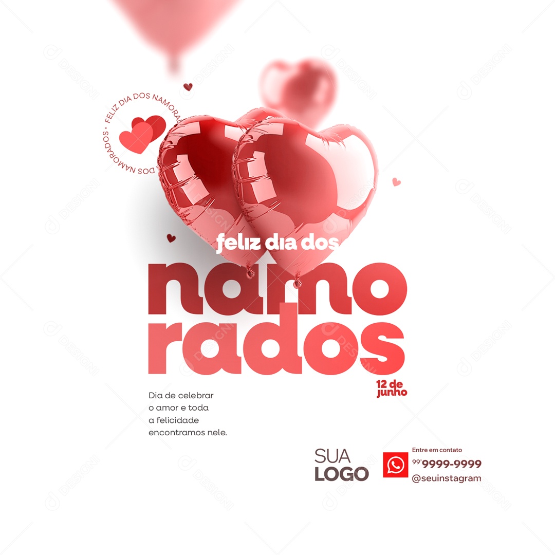 Feliz Dia dos Namorados 12 de Junho Social Media PSD Editável
