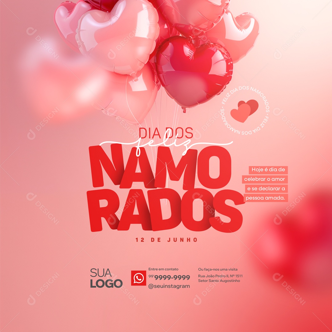 Dia dos Namorados 12 de Junho Celebrar o Amor Social Media PSD Editável