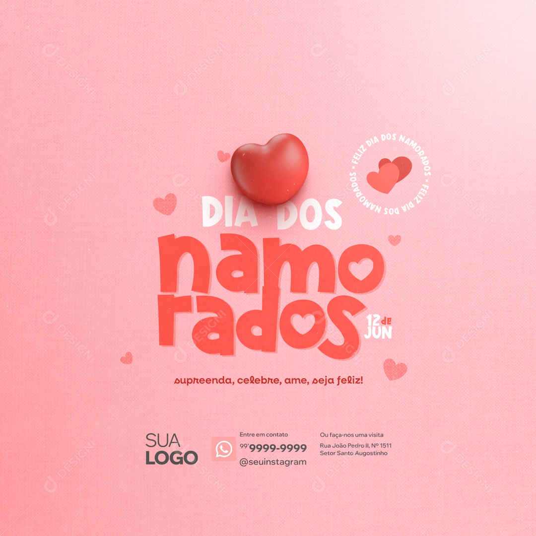 Dia dos Namorados 12 de Junho Surpreenda Celebre Ame Seja Feliz Social Media PSD Editável