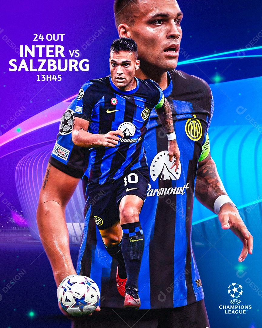 Futebol Inter VS Salzburg Social Media PSD Editável