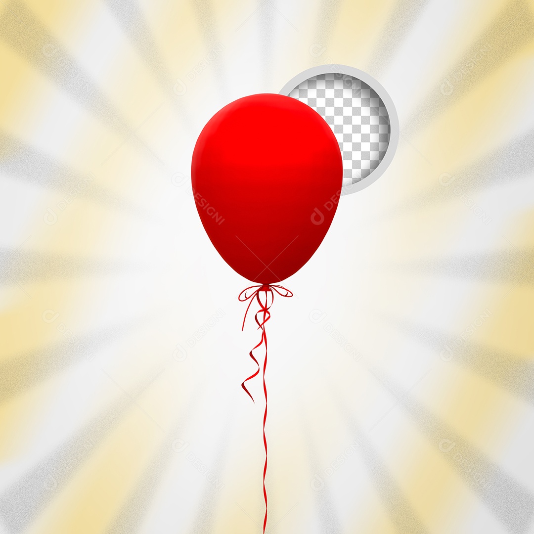 Balão Vermelho Elemento 3D para Composição PSD