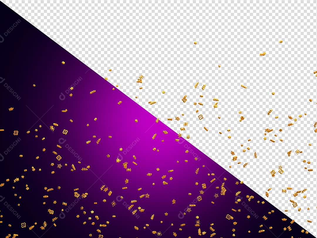 Festa Confete Elemento 3D Dourado para Composição PSD