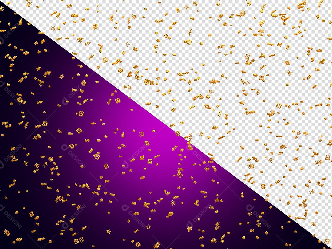 Festa Confete Dourado Elemento 3D para Composição PSD