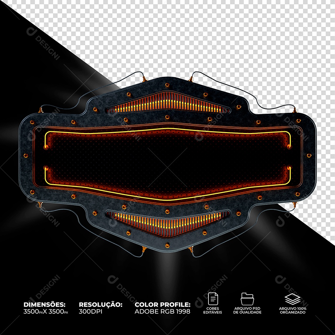 Placa de Metal Estilizada Com Luz e Fios 3D