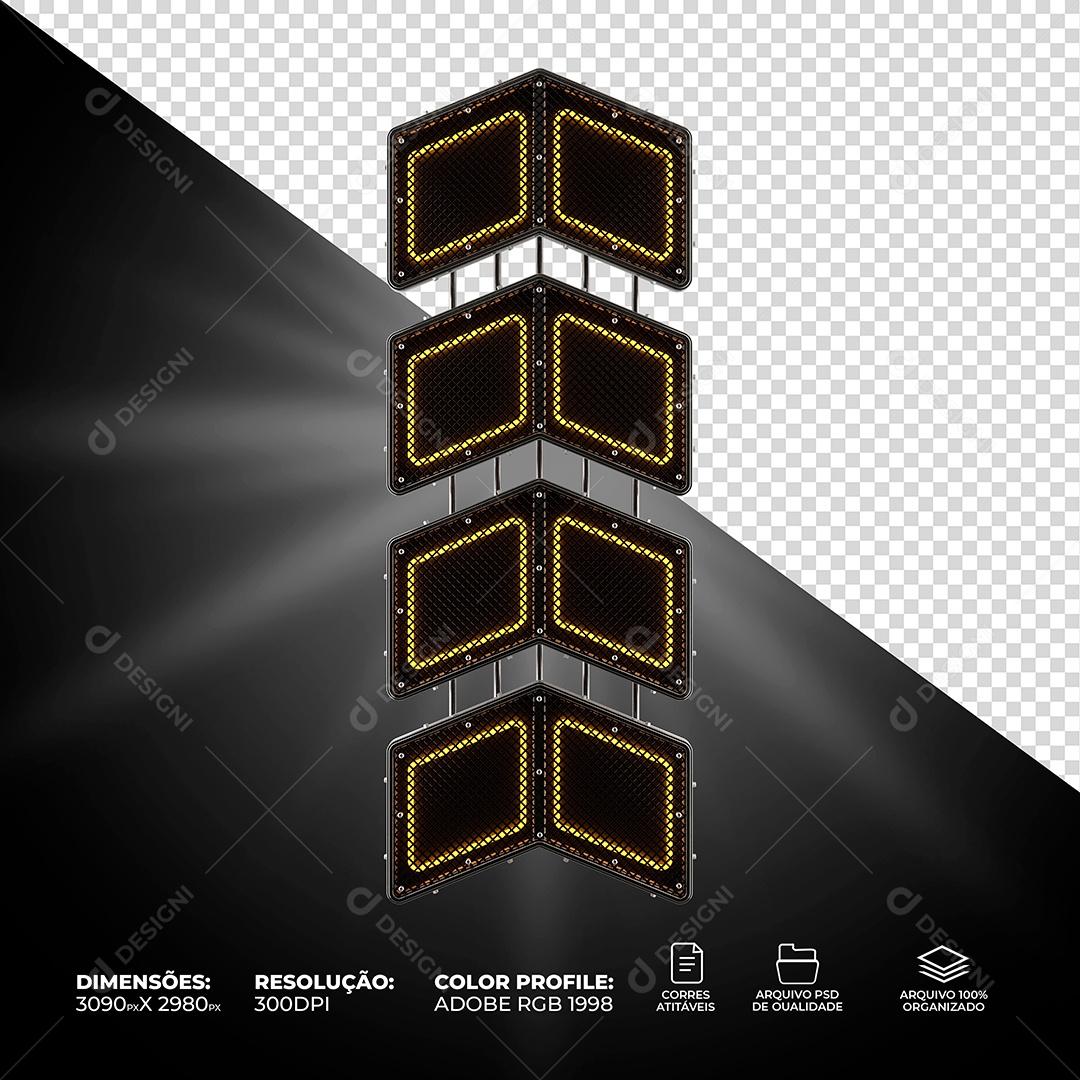 Setas 3D Com Luz Neon para Eventos e Shows