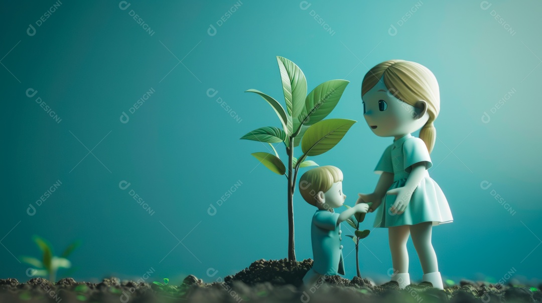 Desenho realista de crianças.