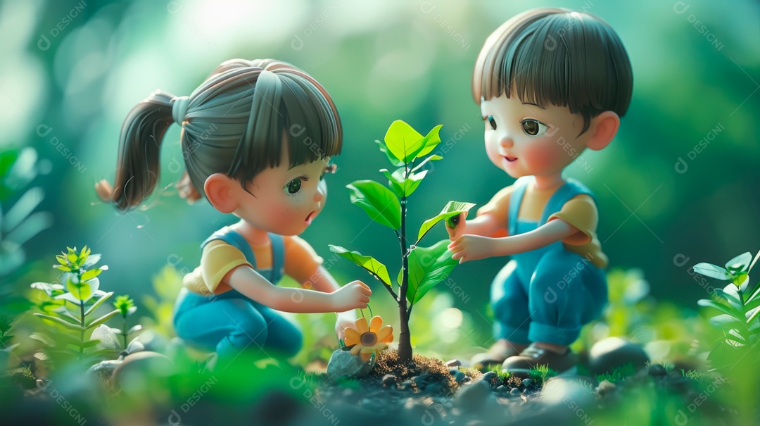 Desenho realista de crianças.