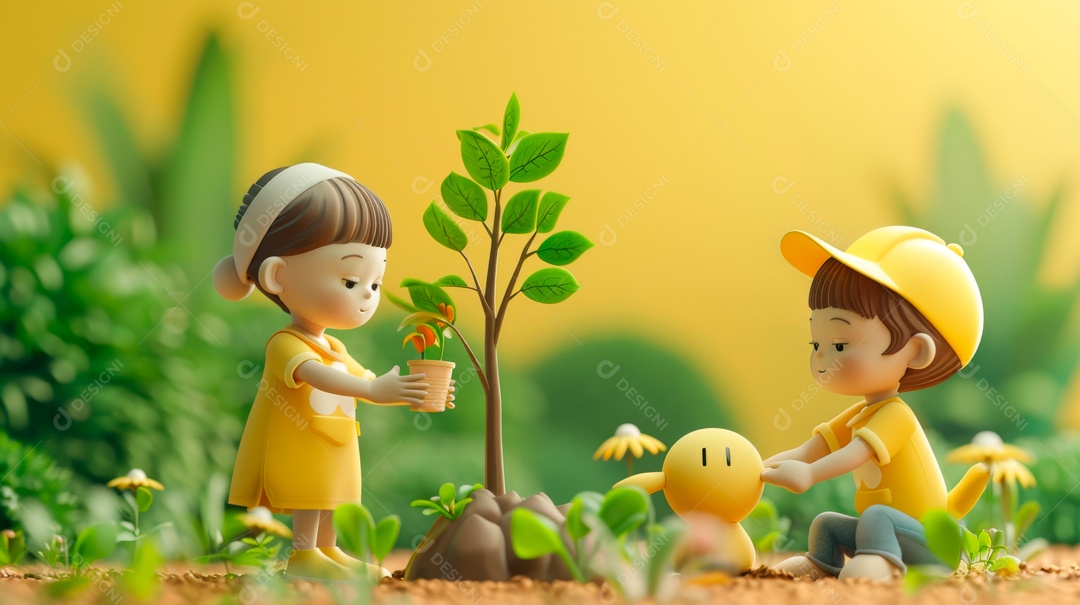 Desenho realista de crianças.