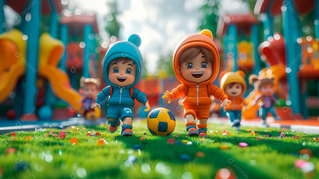 Desenho realista de crianças.