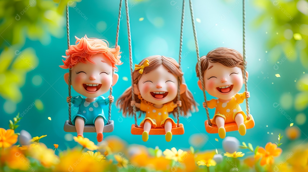 Desenho realista de crianças.