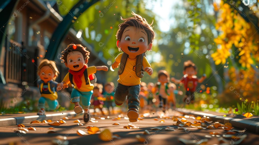 Desenho realista de crianças.