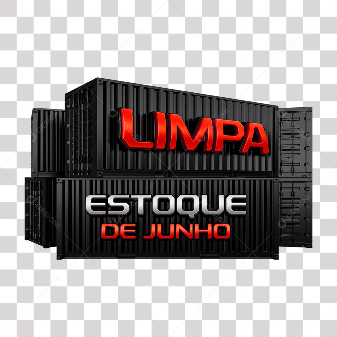 Limpa Estoque de Junho Selo 3D Vermelho e Preto para Composição PNG Transparente