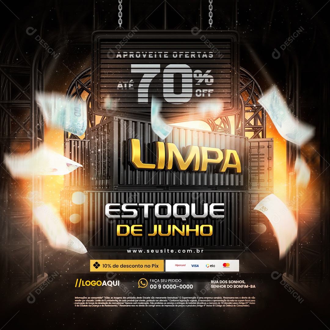 Loja de Eletrodomésticos de Limpa Estoque de Junho Aproveite Ofertas Social Media PSD Editável