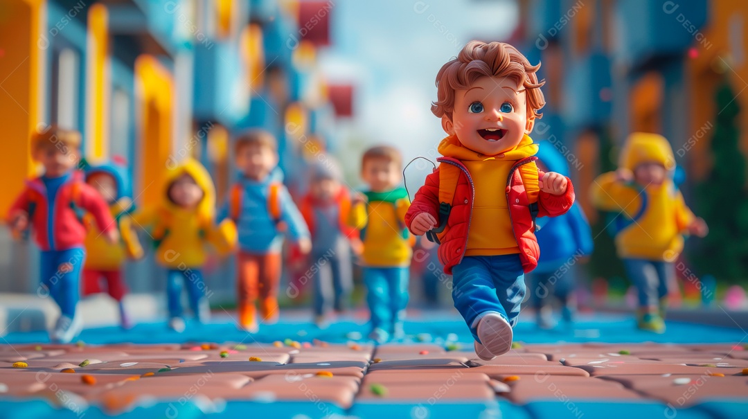 Desenho realista de crianças.