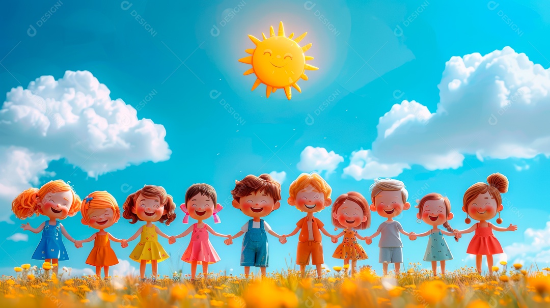 Desenho realista de crianças.