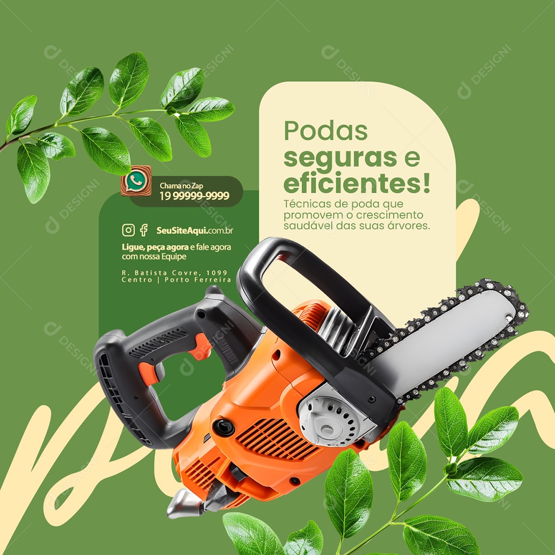 Poda de Árvore Podas Seguras e Eficientes Social Media PSD Editável