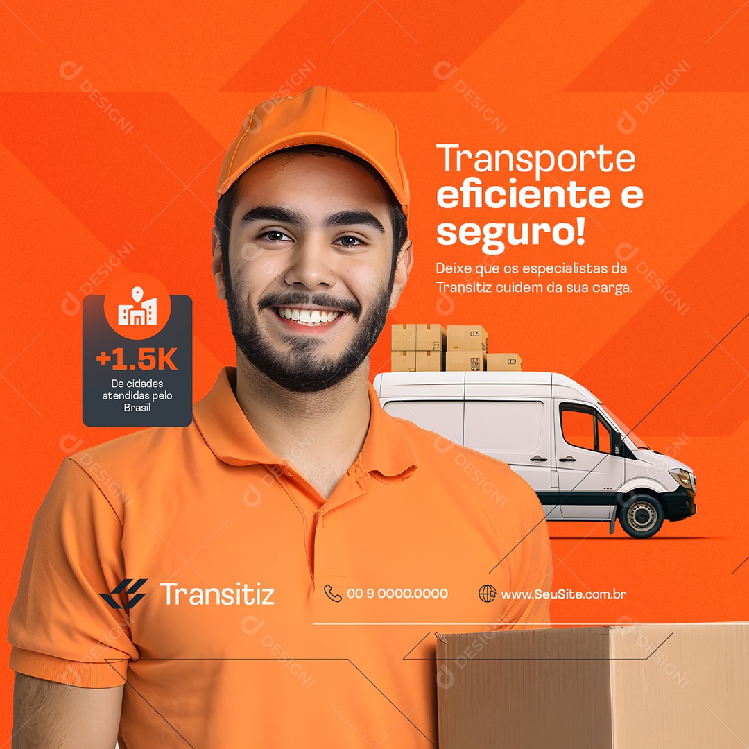 Transportadora Transporte Eficiente e Seguro Social Media PSD Editável
