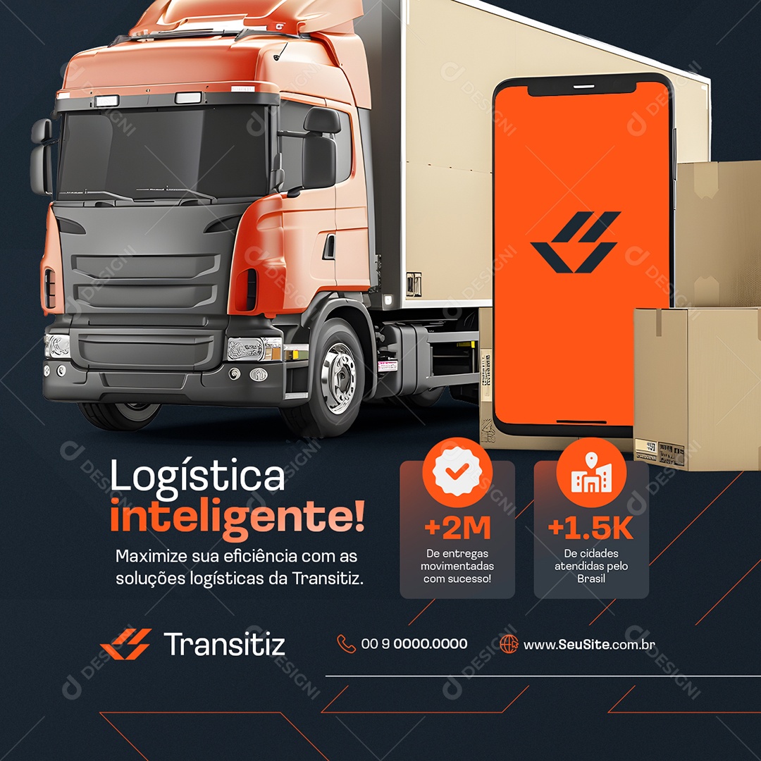 Transportadora Logística Inteligente Social Media PSD Editável