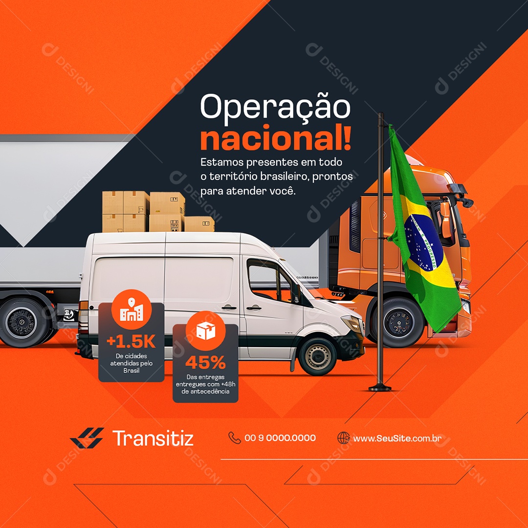 Transportadora Operação Nacional Social Media PSD Editável