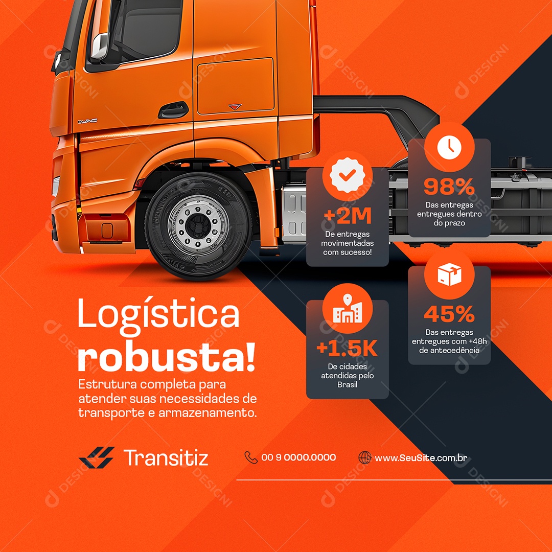 Transportadora Logística Robusta Social Media PSD Editável