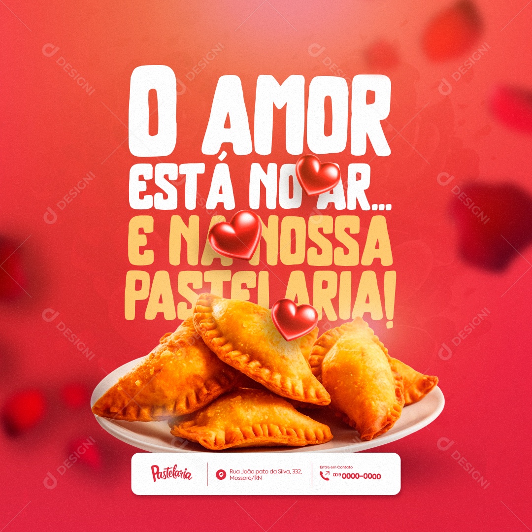 Pastelaria Oferta Dia dos Namorados O Amor Está no Ar Social Media PSD Editável
