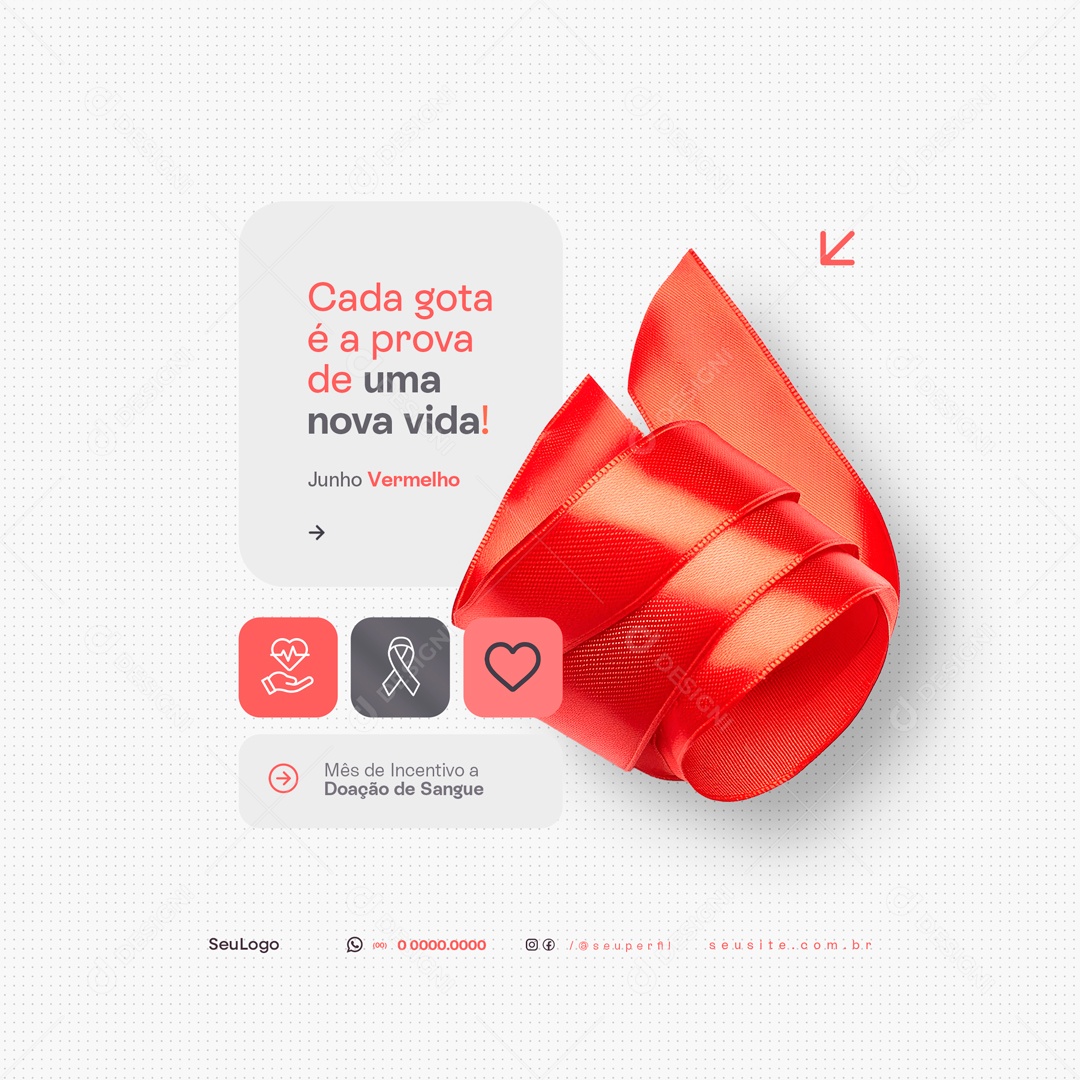 Junho Vermelho Cada Gota é a Prova de uma nova Vida Social Media PSD Editável