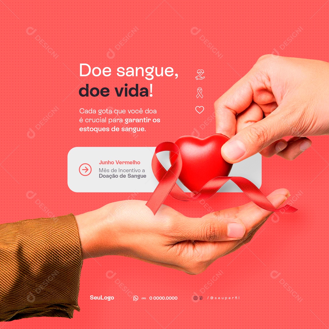 Junho Vermelho Cada Gota que Você Doa é Crucial Social Media PSD Editável