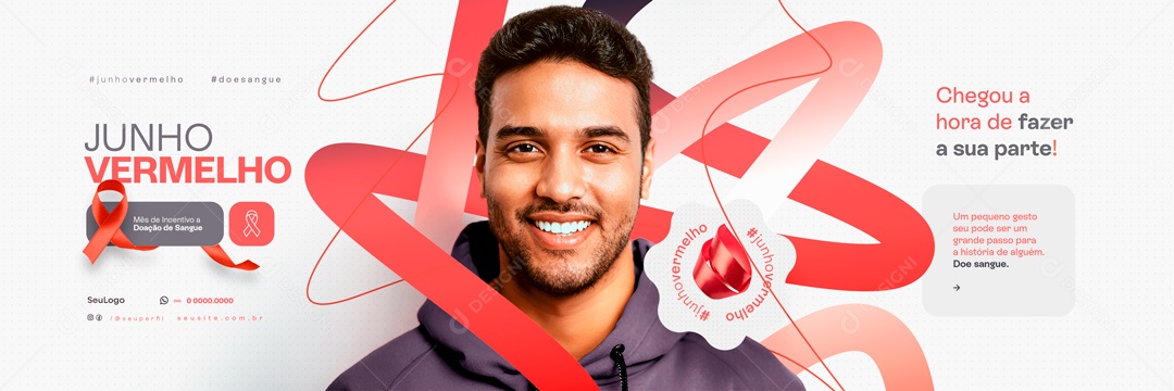 Carrossel Junho Vermelho Chegou Hora de Fazer a sua Parte Social Media PSD Editável
