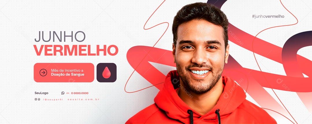 Banner Junho Vermelho Mês de Incentivo e Doação de Sangue Social Media PSD Editável