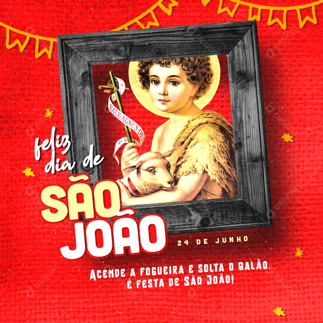 Feliz São João 24 de Junho Agende a Fogueira Social Media PSD Editável