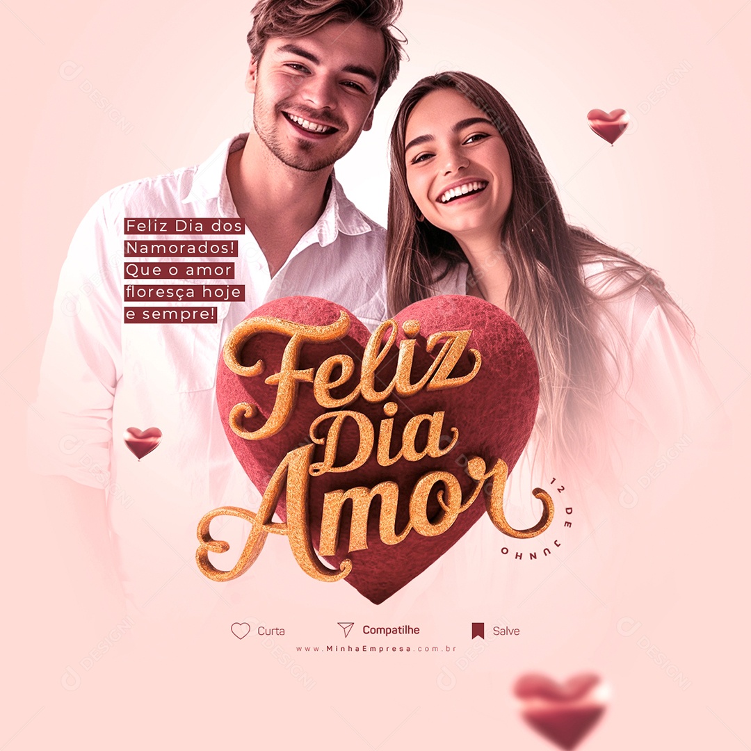 Social Media Dia dos Namorados 12 de Junho Feliz Dia Amor PSD Editável