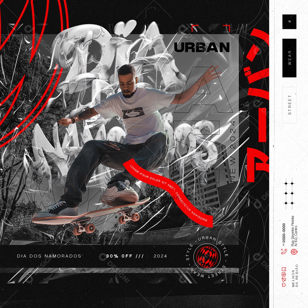 Street Wear Dia dos Namorados Urban 30% Off Social Media PSD Editável